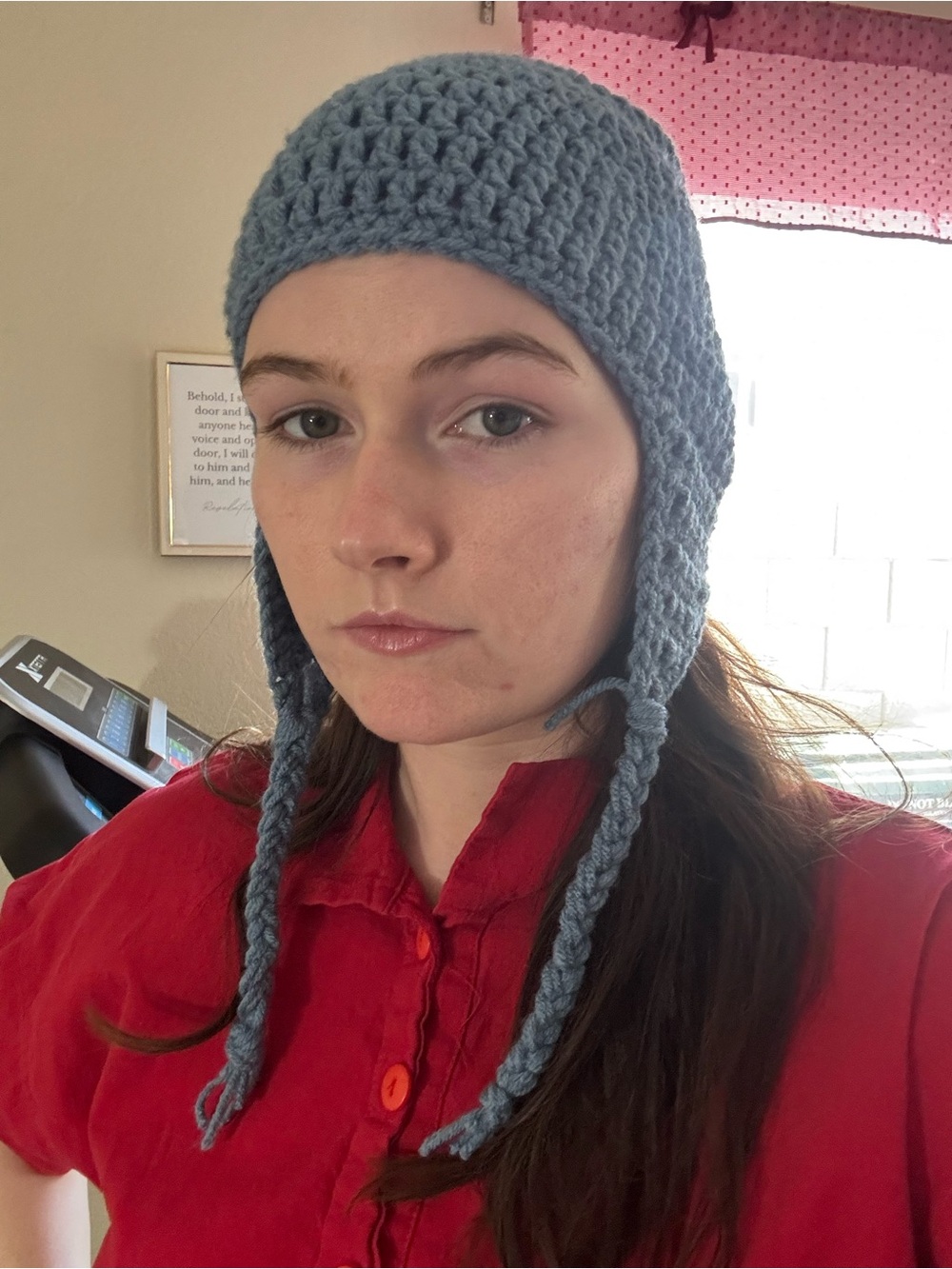 Handmade Blue Crochet Earflap Beanie - Women's Winter Hat
